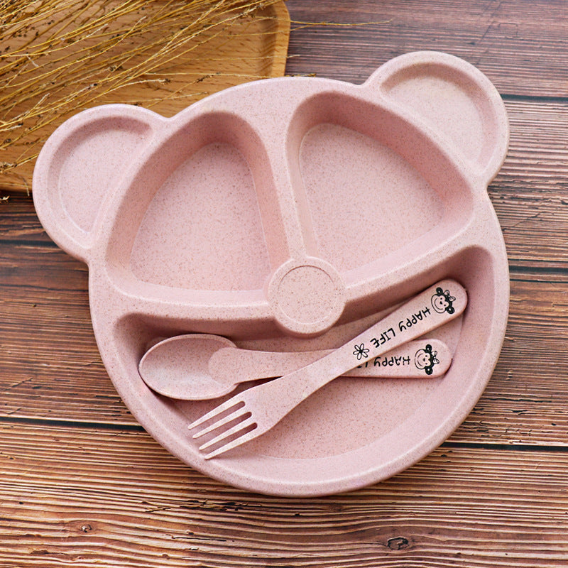Baby Bowl Spoon Fork Feeding Food Tableware Cartoon Panda Kids Dishes Baby Eating Dinnerware Set Anti-hot Training Bowl Spoon