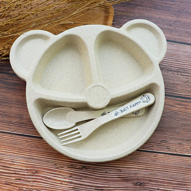 Baby Bowl Spoon Fork Feeding Food Tableware Cartoon Panda Kids Dishes Baby Eating Dinnerware Set Anti-hot Training Bowl Spoon