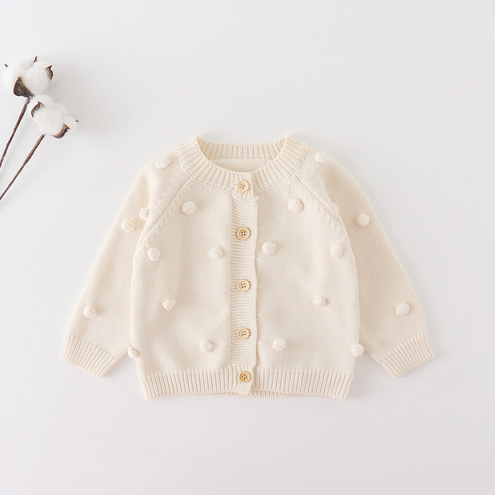 Solid Sweet Net Colour Mesh Knitted Jacket Long Sleeve Newborn Children's Clothing
