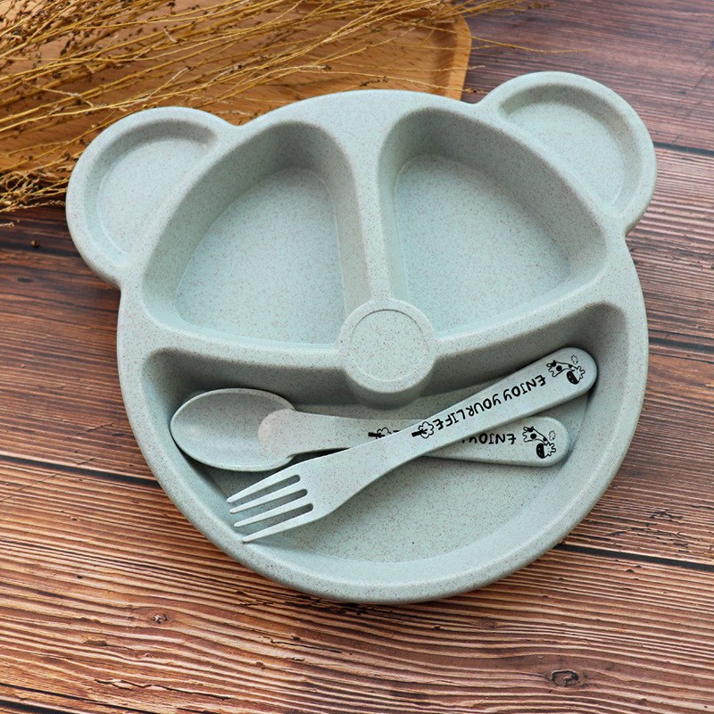Baby Bowl Spoon Fork Feeding Food Tableware Cartoon Panda Kids Dishes Baby Eating Dinnerware Set Anti-hot Training Bowl Spoon