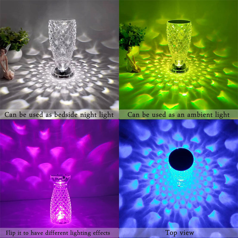 Fish Scale Lamp With USB Port LED Rechargeable Touch Night Light Crystal Lamp For Bedroom Living Room Party Dinner Home Decor Creative Lights