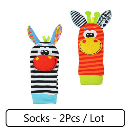 0-12 Months Soft Animal Rattle Infant Newborn Plush Sock Baby Toy Wrist Strap Baby Foot Socks