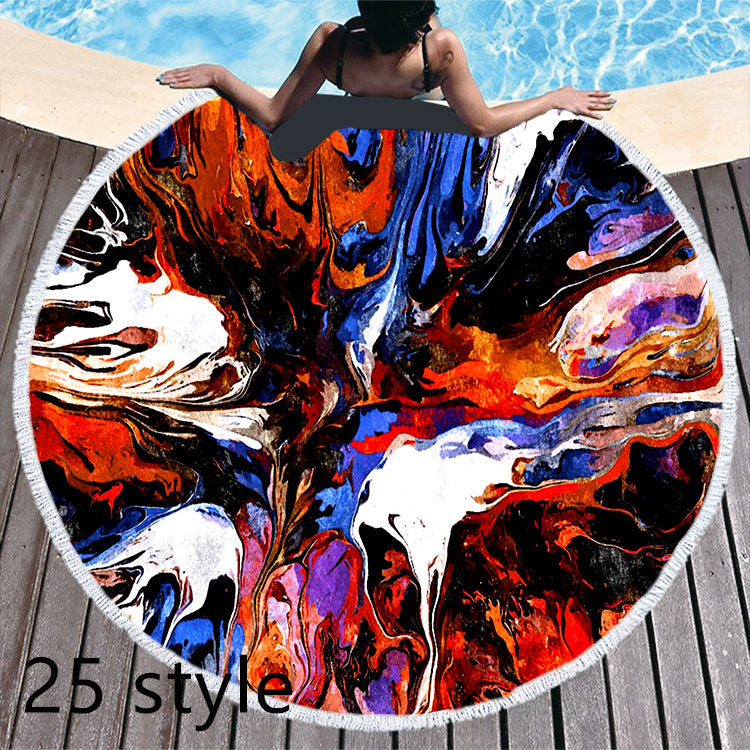 Round Printed Beach Towel Microfiber Bath Towel