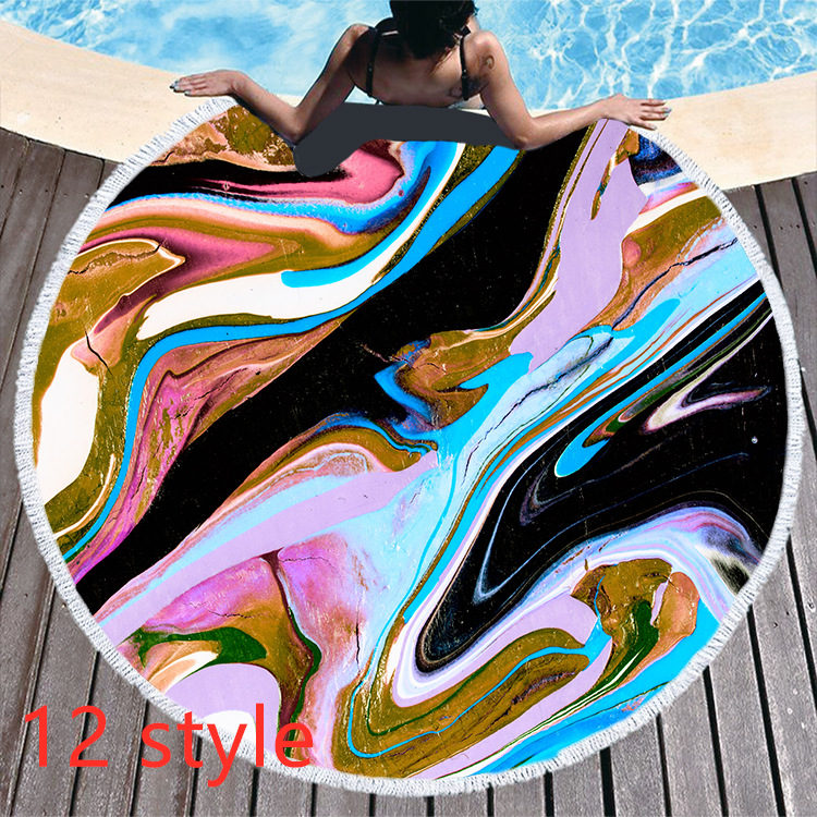 Round Printed Beach Towel Microfiber Bath Towel