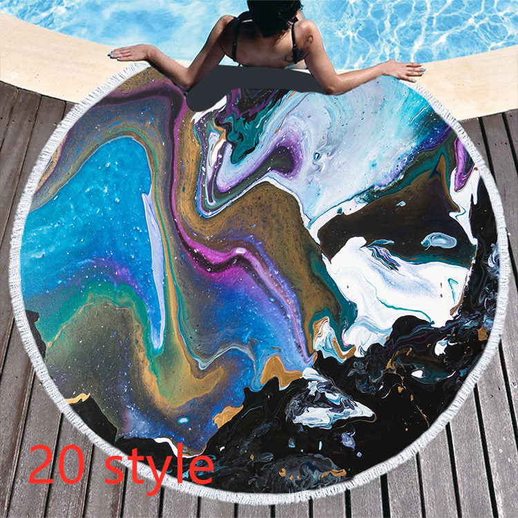 Round Printed Beach Towel Microfiber Bath Towel