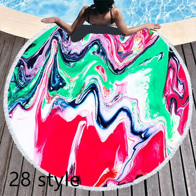 Round Printed Beach Towel Microfiber Bath Towel