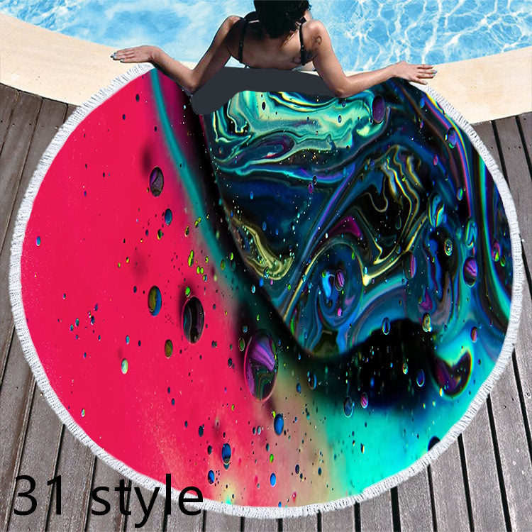 Round Printed Beach Towel Microfiber Bath Towel