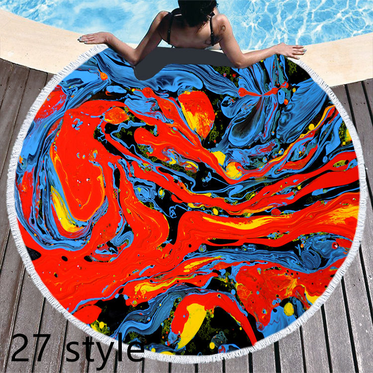 Round Printed Beach Towel Microfiber Bath Towel