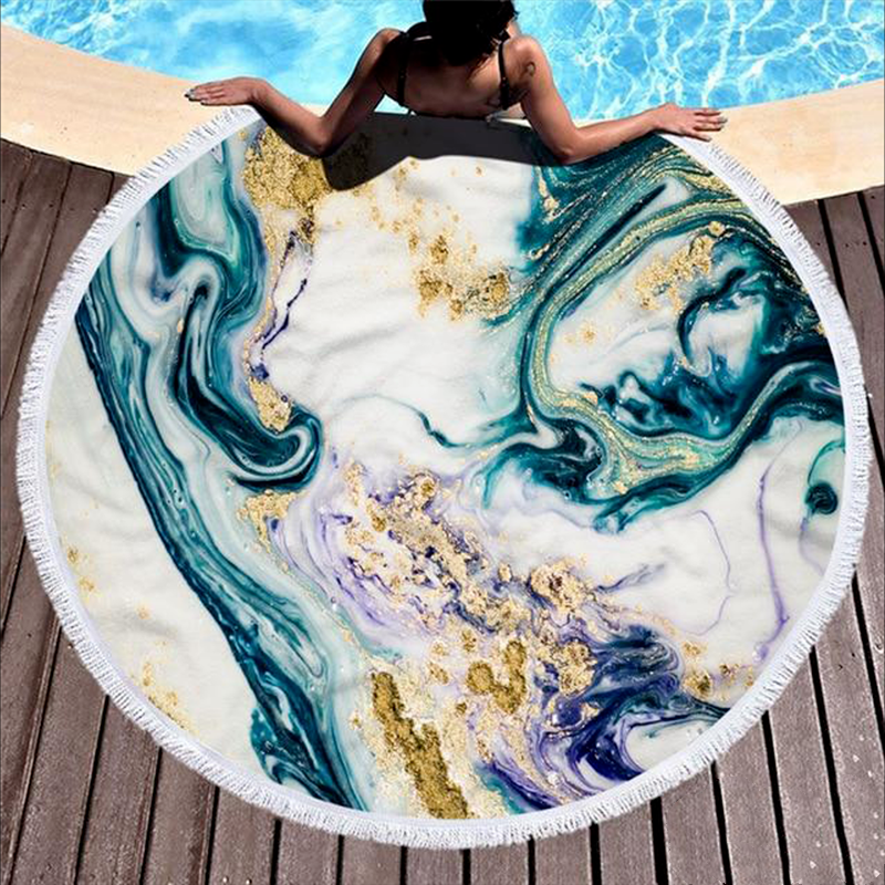 Round Printed Beach Towel Microfiber Bath Towel