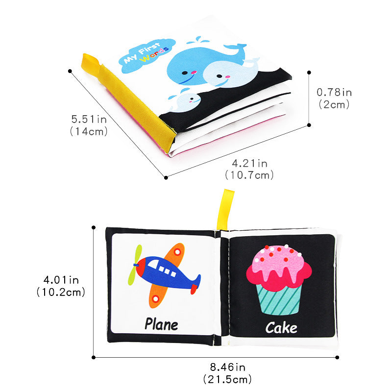 Baby Visual Excitement Cloth Book Montessori Baby Toys Black White Enlightenment Educational Rattle Book Toy Toddler Sensory Toy