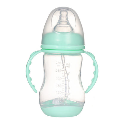 Wide Caliber PP Baby Bottle Anti-colic With Handle Straw Baby Feeding Bottle 180 240ML Optional Bulk