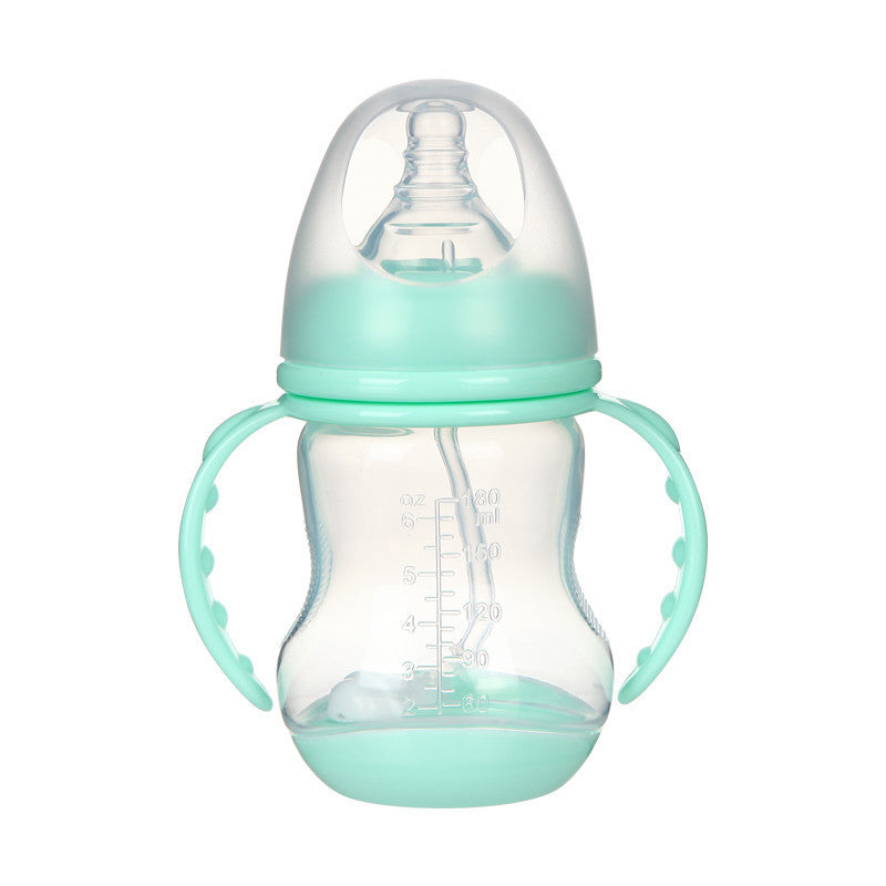 Wide Caliber PP Baby Bottle Anti-colic With Handle Straw Baby Feeding Bottle 180 240ML Optional Bulk