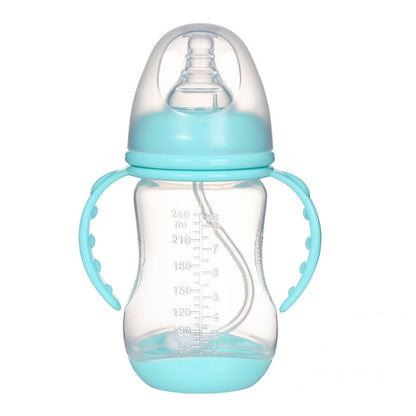 Wide Caliber PP Baby Bottle Anti-colic With Handle Straw Baby Feeding Bottle 180 240ML Optional Bulk