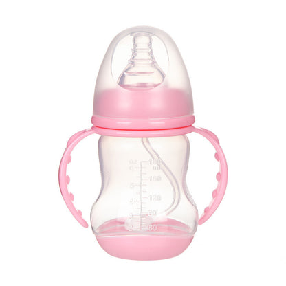 Wide Caliber PP Baby Bottle Anti-colic With Handle Straw Baby Feeding Bottle 180 240ML Optional Bulk