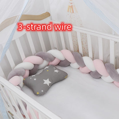 Heightening Baby Braided Crib Bumpers Knot Long Pillow Cushion Bedding Room Dector