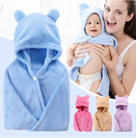 Cotton baby care hooded bath towel