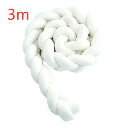 Heightening Baby Braided Crib Bumpers Knot Long Pillow Cushion Bedding Room Dector