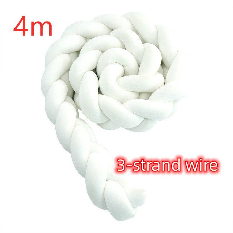 Heightening Baby Braided Crib Bumpers Knot Long Pillow Cushion Bedding Room Dector