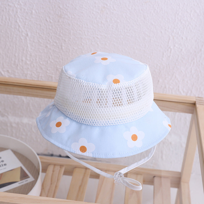 Floral Baby Bucket Hat Kids Accessories Mesh Summer Children Cap for Girls Baby