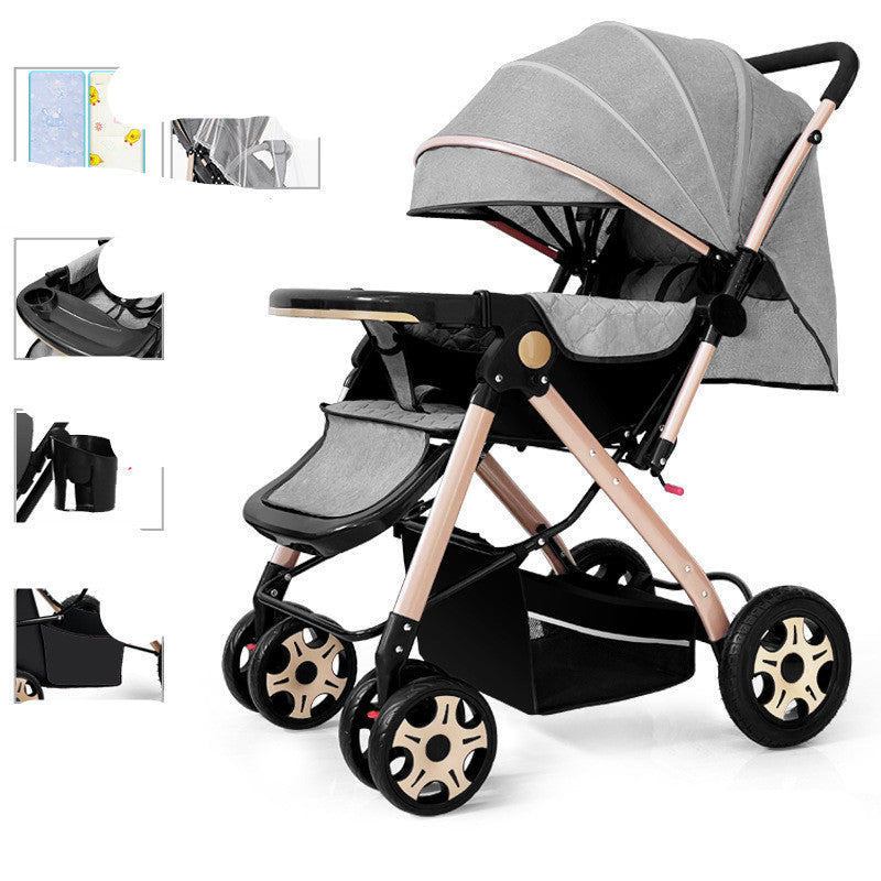 Baby Strollers Can Sit Or Lie Down And Fold Lightly To Absorb Shock