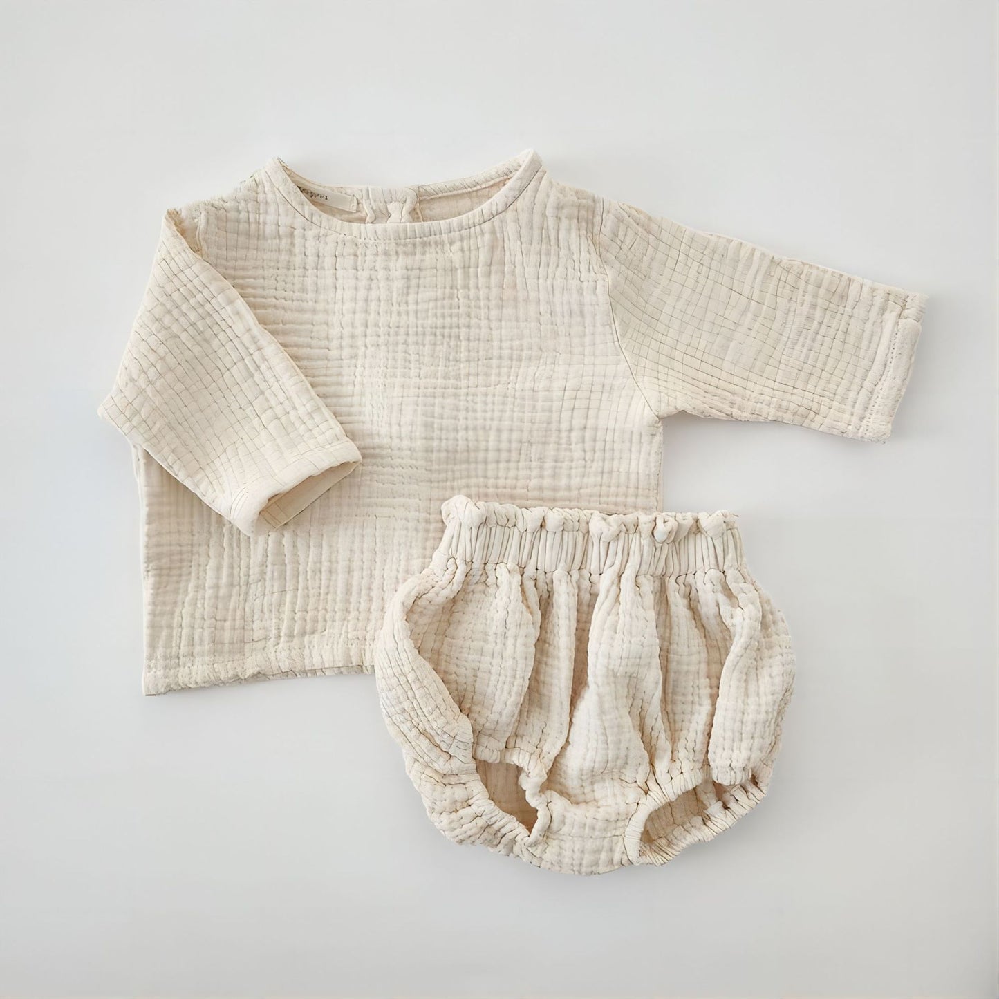 Newborn Neutral Male And Female Baby Thin Cotton Yarn Casual Long Sleeve Cardigan Shirt Shorts