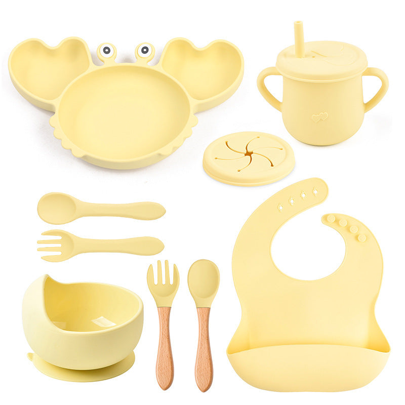 Baby Food Supplement Silicone Crab Tableware Set