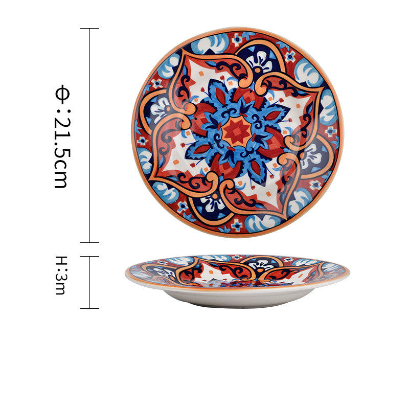 Underglaze Ceramic Tableware Bohemian Household Dishes