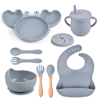 Baby Food Supplement Silicone Crab Tableware Set