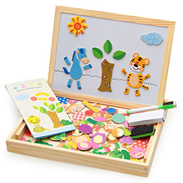 Wooden Magnetic Puzzle Toys Children 3D Puzzle Box Figure Animals Circus Writing Drawing Board Learning Education Toys For Kids