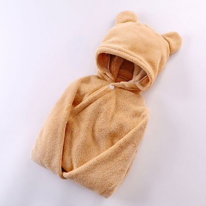 Cotton baby care hooded bath towel