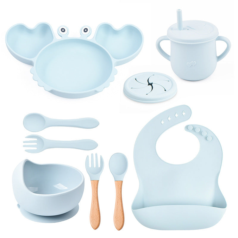 Baby Food Supplement Silicone Crab Tableware Set