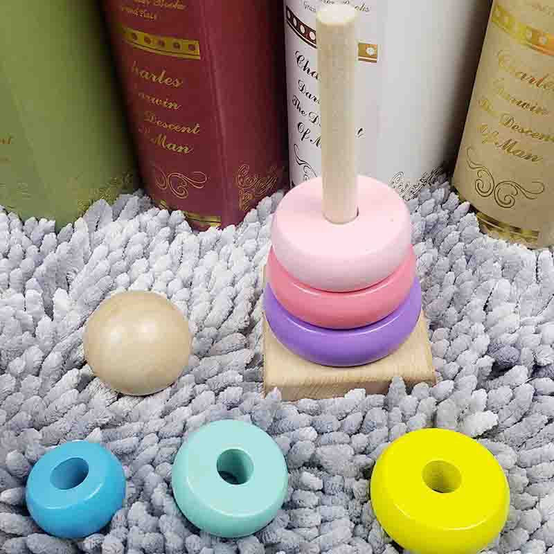 Warm Color Rainbow Stacking Ring Tower Stapelring Blocks Toddler Baby Toys