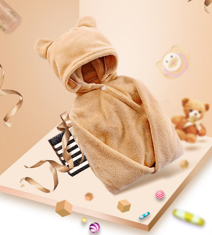 Cotton baby care hooded bath towel