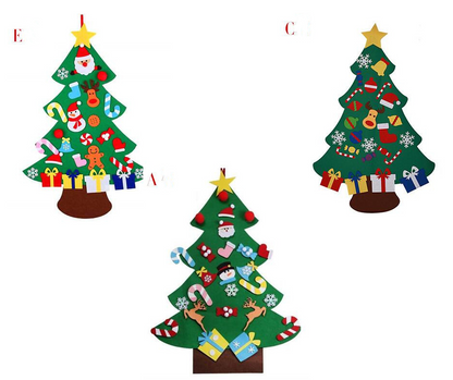 DIY Felt Christmas Tree New Year Toddler Kids Handmade Gift Toys Door Wall Hanging Ornaments Holiday Party Home Decor Set