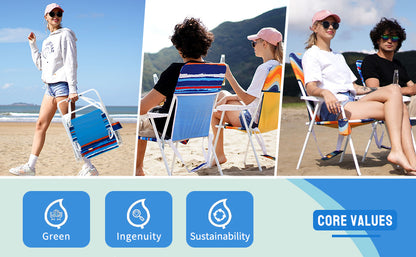 Folding Beach Chair Lightweight, Portable Sand Chair For Adults Heavy Duty 300 LBS With Cup Holders, Foldable High Camping Lawn Chairs For CampOutdoorPicnicConcertSports