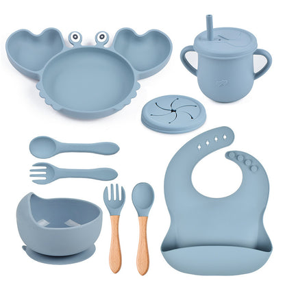 Baby Food Supplement Silicone Crab Tableware Set