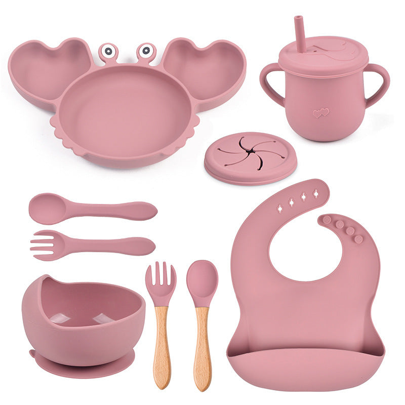 Baby Food Supplement Silicone Crab Tableware Set