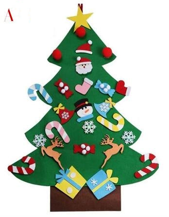 DIY Felt Christmas Tree New Year Toddler Kids Handmade Gift Toys Door Wall Hanging Ornaments Holiday Party Home Decor Set