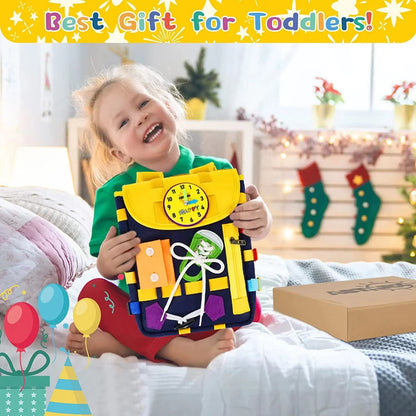 Toddler Busy Board Backpack With Buckles And Learning Activity Toys Develop Basic Life Skills