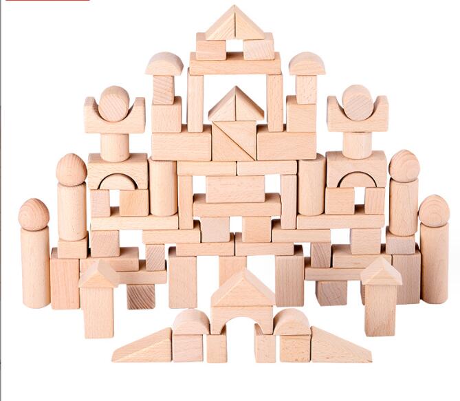 100 Blocks Made of Barrels of Beech Wood Lump Logs Baby Toys for Early Education for Children Building Block Children Puzzle Toy