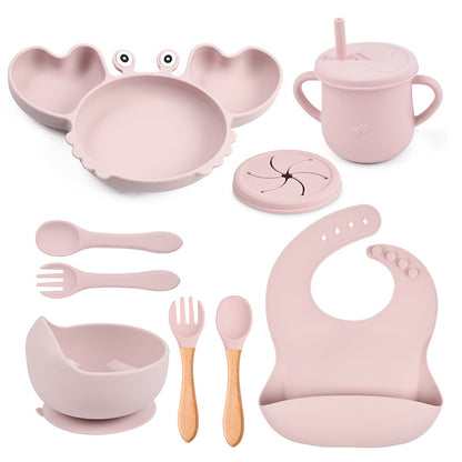 Baby Food Supplement Silicone Crab Tableware Set