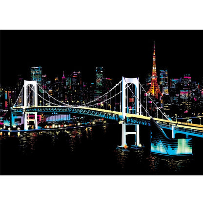 Colorful Night Scene Scratch Painting World City Night Scene Scratch Painting Creative Handmade Painting