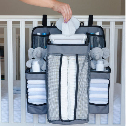 Baby Diaper Organizer for Crib - Nursery Organizer and Storage for Baby Essentials.