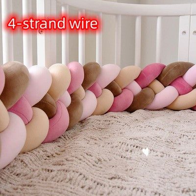 Heightening Baby Braided Crib Bumpers Knot Long Pillow Cushion Bedding Room Dector