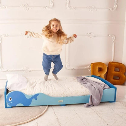 Low Kids Bed Montessori Blue Whale-0