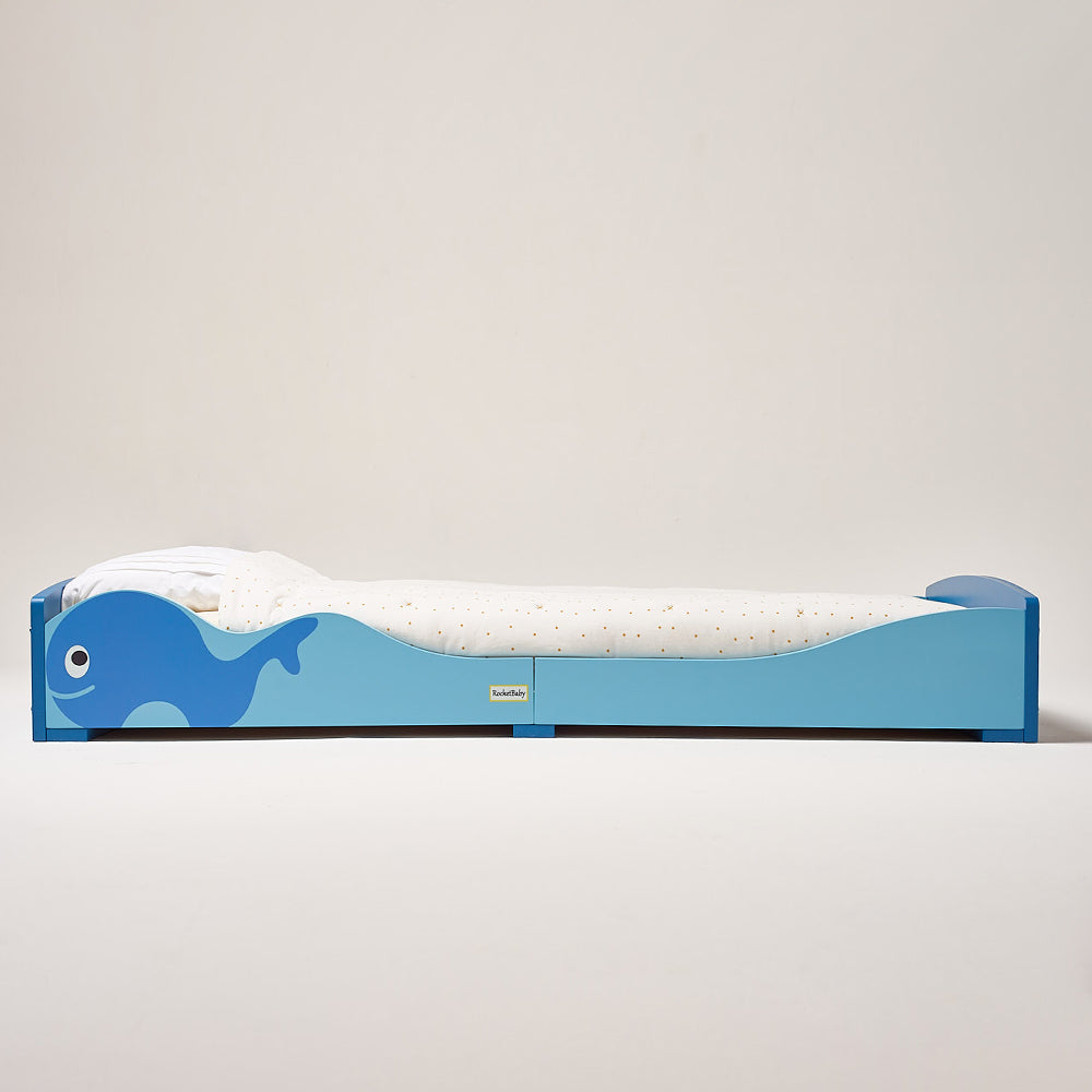 Low Kids Bed Montessori Blue Whale-1