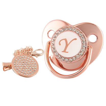 Alphabet Baby Soother Pacifier Rose Gold