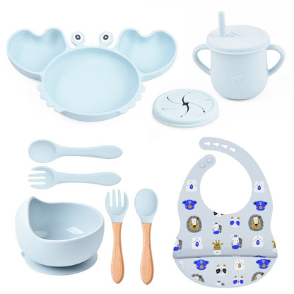 Baby Food Supplement Silicone Crab Tableware Set