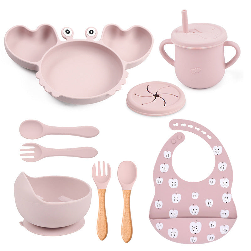 Baby Food Supplement Silicone Crab Tableware Set