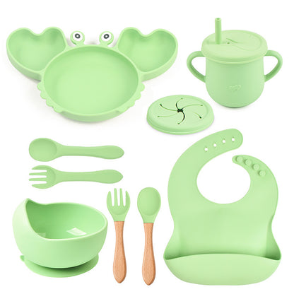 Baby Food Supplement Silicone Crab Tableware Set